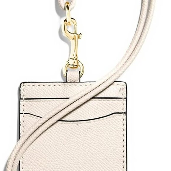 COACH 57311 CROSSGRAIN LEATHER CHALK WHITE ID BADGE LANYARD NEW NWT - Picture 3 of 4